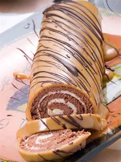 cheese-roulade-with-caramel-chocolate-glaze-tori image