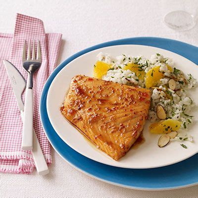 sweet-and-tangy-glazed-salmon-with-orange-almond-rice image