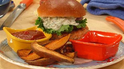 salmon-burgers-with-tartar-sauce-recipe-rachael-ray image