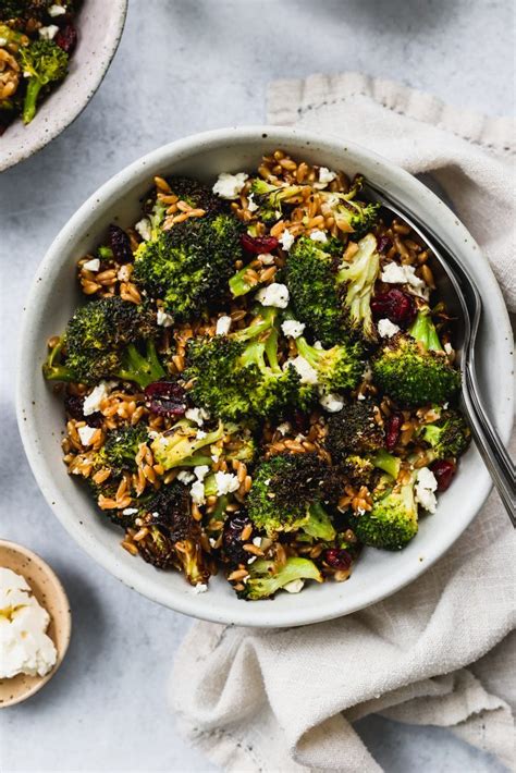 roasted-broccoli-salad-with-cranberry-farro-feta image