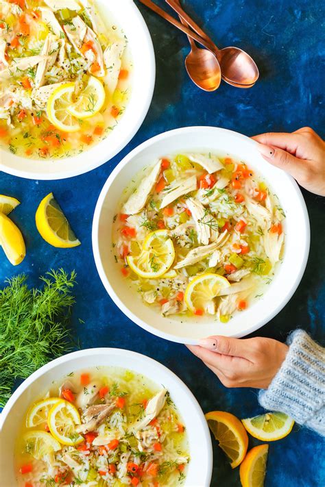 lemon-chicken-and-rice-soup-damn-delicious image