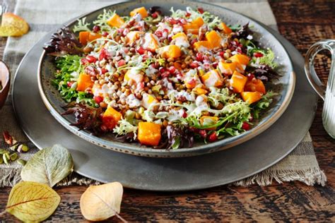 roasted-winter-squash-lentil-and-greens-salad-canadian image