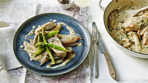 creamy-chicken-with-asparagus-recipe-bbc-food image