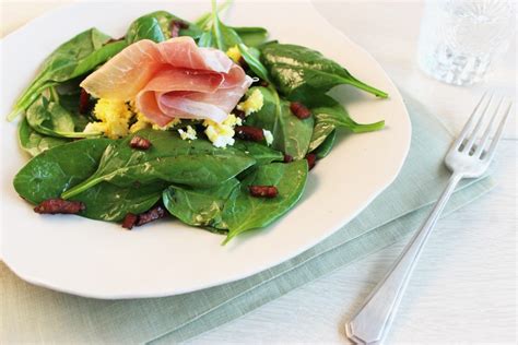 spinach-salad-with-prosciutto-vinaigrette image