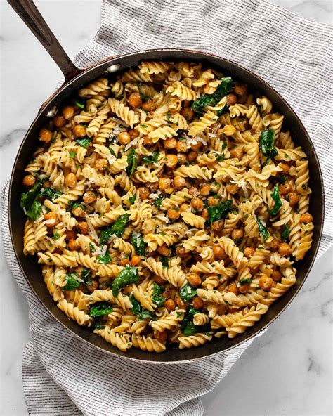 easy-chickpea-pasta-with-spinach-last-ingredient image