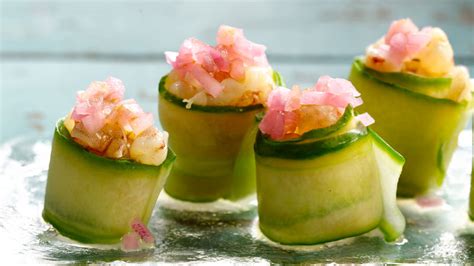 green-shrimp-ceviche-and-cucumber-sushi image