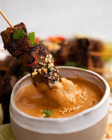 beef-satay-with-thai-peanut-sauce-recipetin-eats image