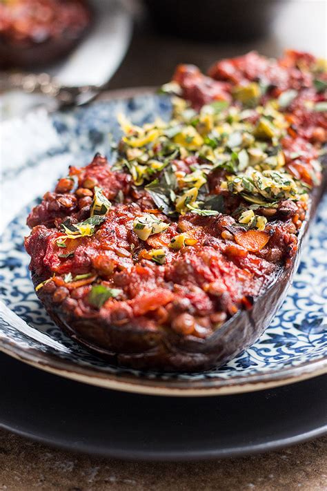 baked-eggplant-with-lentils-tomatoes-and-a-herby-topping image