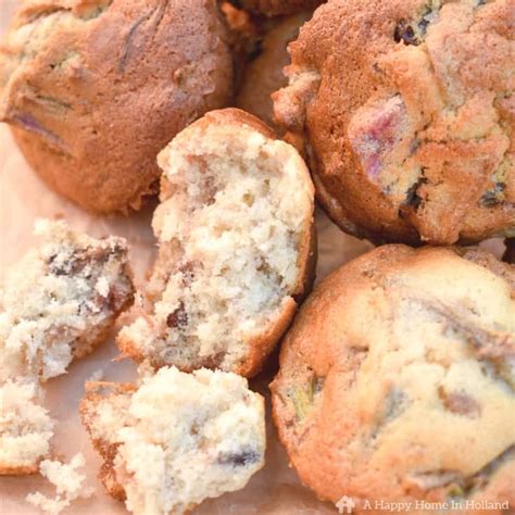 rhubarb-muffins-easy-recipe-with-raisins-and-ginger image