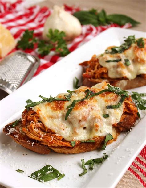open-faced-pulled-chicken-parmesan-sandwiches image