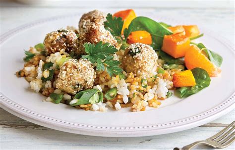 chicken-meatballs-with-miso-rice-healthy-food-guide image