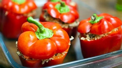 spanish-stuffed-bell-peppers-recipe-rachael-ray-show image