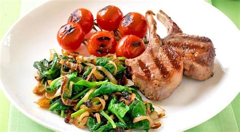 lamb-chops-with-grilled-tomatoes-and-spicy-spinach image