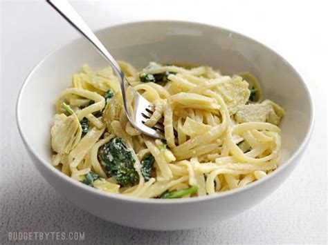 20-minute-creamy-spinach-artichoke-pasta-budget-bytes image