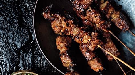 steak-skewers-with-scallion-dipping-sauce image