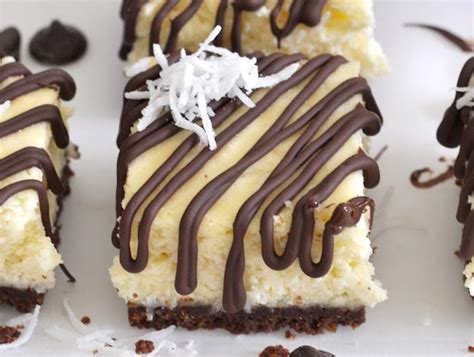 chocolate-coconut-cheesecake-bars-honest-cooking image