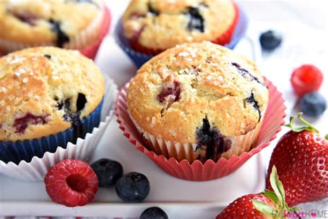 mixed-berry-cream-cheese-muffins-fivehearthome image