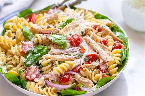 chicken-spinach-pasta-salad-with-creamy-ranch-dressing image