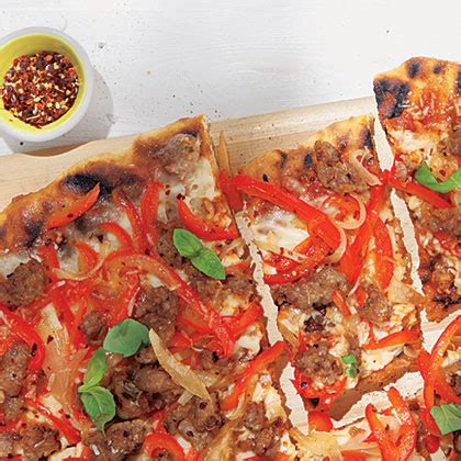 sausage-pepper-and-onion-pizza-recipe-myrecipes image