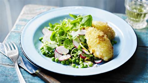 goats-cheese-quenelles-with-pea-mint-and-radish-salad image