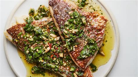 broiled-red-snapper-with-zaatar-salsa-verde-bon image