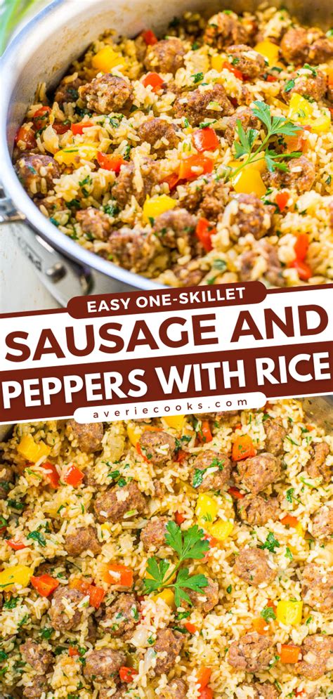 italian-sausage-and-peppers-skillet-with-rice-averie-cooks image