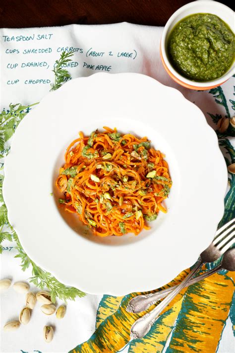 carrot-noodles-with-carrot-top-pesto-and-pistachios image