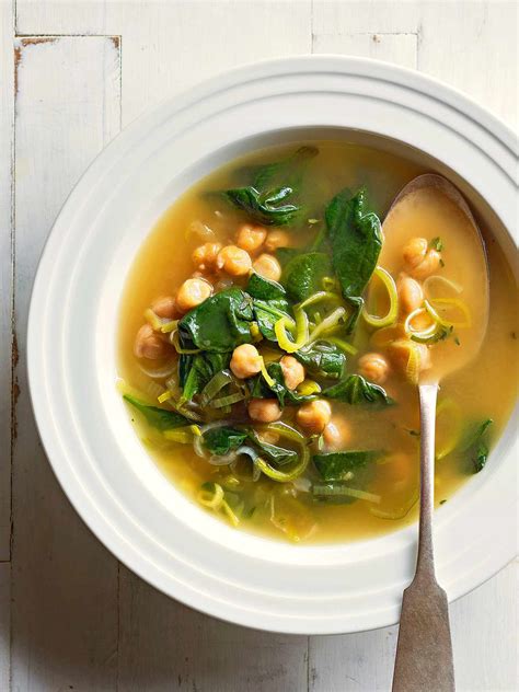 chickpea-leek-spinach-soup-better-homes-gardens image