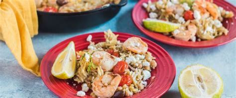 baked-shrimp-and-orzo-with-chickpeas-lemon-and-dill image