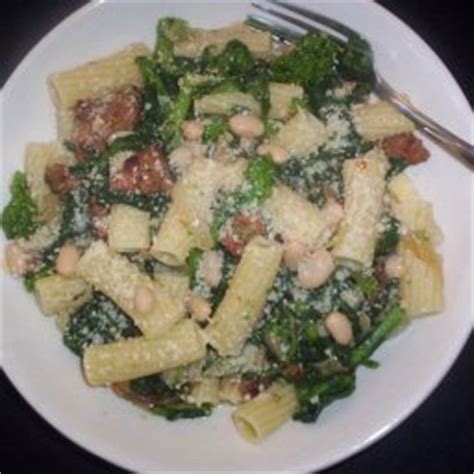 broccoli-rabe-spicy-italian-sausage-and-beans-over-pasta image