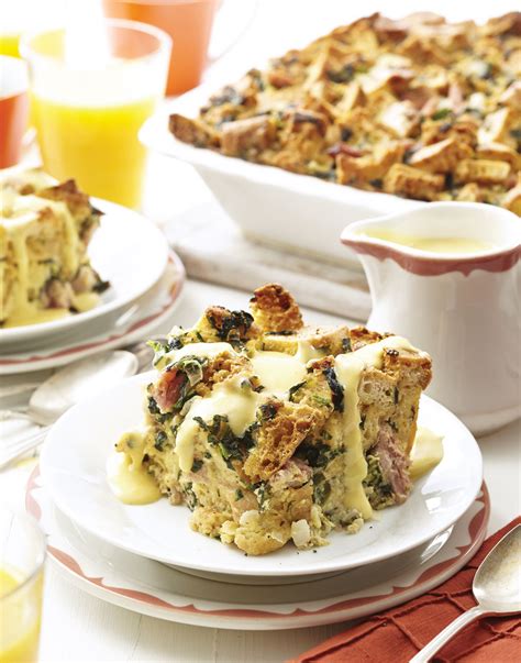 eggs-benedict-breakfast-bread-pudding-with-spinach image