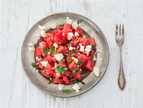 summer-salad-with-watermelon-feta-and-olive-oil image