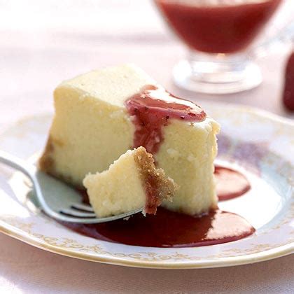 cheesecake-with-fresh-strawberry-sauce-recipe-myrecipes image
