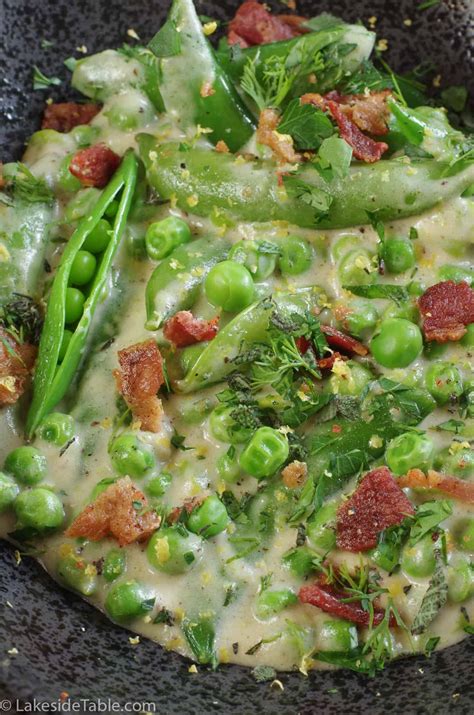 creamy-sugar-snap-peas-recipe-with-bacon image