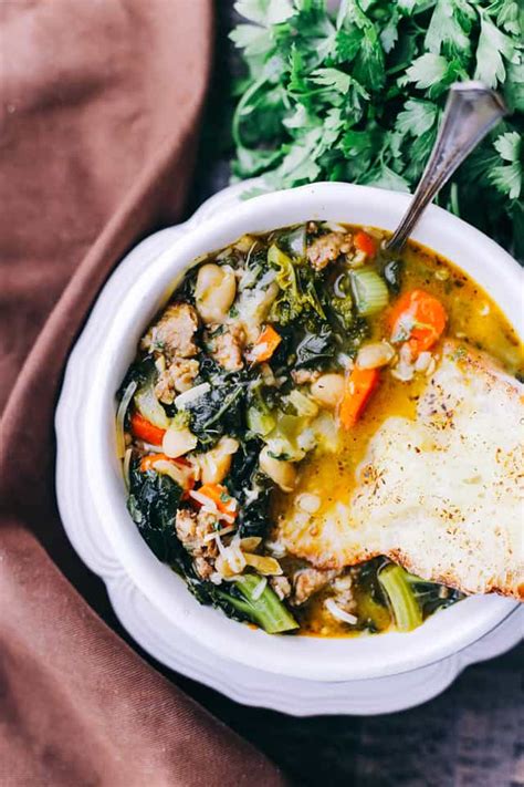 italian-sausage-soup-with-kale-and-beans-diethood image