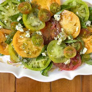 heirloom-tomato-salad-with-basil-blue-cheese image