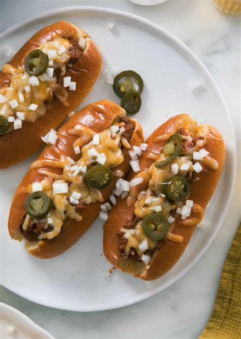 chili-cheese-dogs-with-homemade-chili-a-cozy-kitchen image