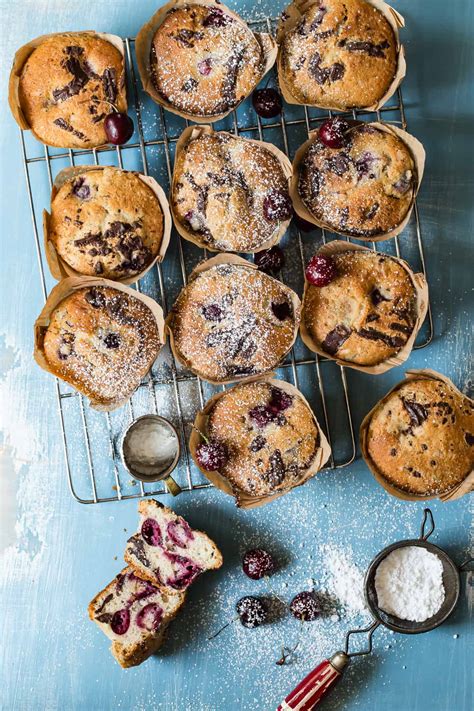 cherry-muffins-with-dark-chocolate-chunks-foodness image
