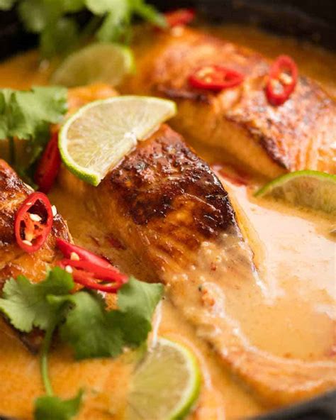 poached-salmon-in-coconut-lime-sauce-recipetin-eats image