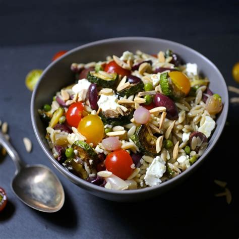 orzo-salad-with-zucchini-tomatoes-olives-and-feta image