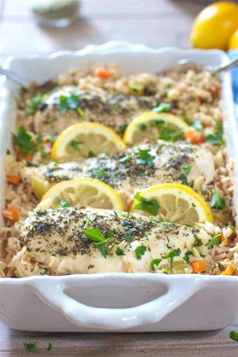 baked-chicken-breasts-with-lemon-rice-pilaf image