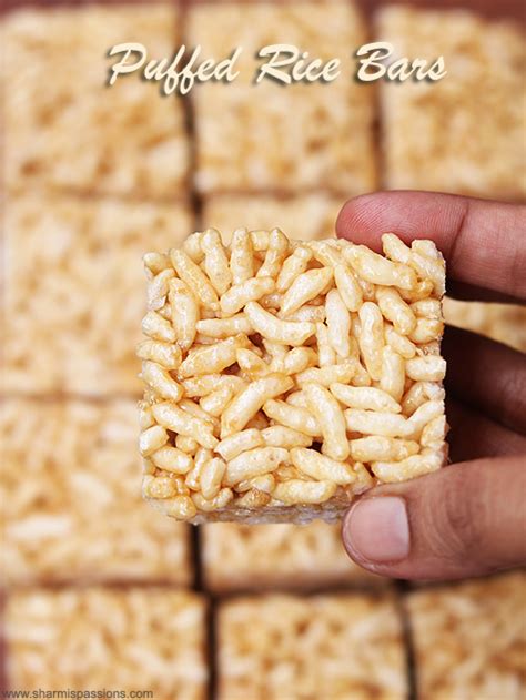 peanut-butter-puffed-rice-bars-recipe-sharmis-passions image