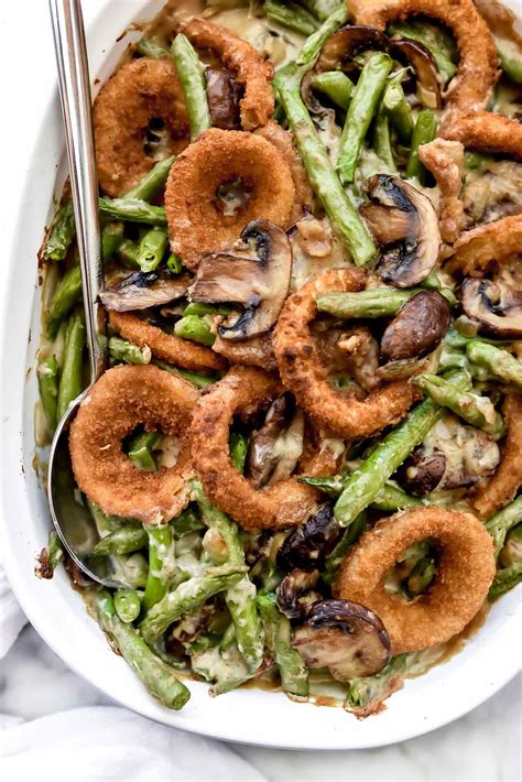 green-bean-casserole-with-onion-rings-foodiecrush image