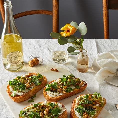 grilled-bread-with-goat-cheese-olives-easy-toast image