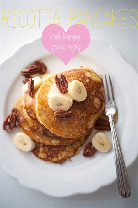 ricotta-pancakes-with-banana-pecan-syrup-pancake image