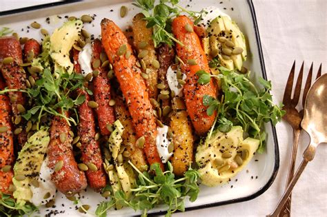 roasted-carrot-avocado-salad-recipe-unpeeled-journal image