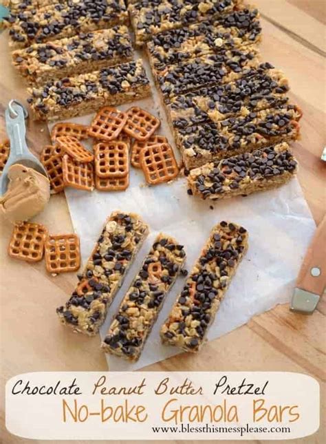 chocolate-peanut-butter-pretzel-granola-bars-bless-this-mess image