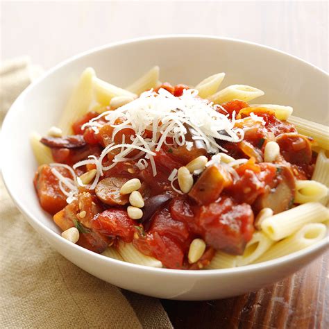 pasta-with-eggplant-tomato-sauce-recipe-eatingwell image