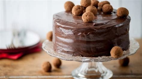 chocolate-fudge-cake-with-truffles-food-network image