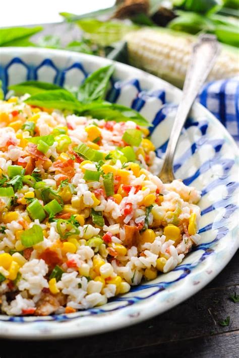 rice-salad-with-corn-bacon-and-pimentos-the image